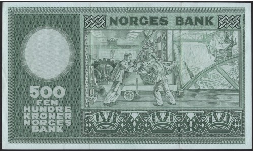 Норвегия 500 крон 1975 (NORWAY 500 Kroner 1975) P 34f : XF