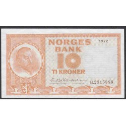 Норвегия 10 крон 1972 (NORWAY 10 Kroner 1972) P 31f: aUNC/UNC