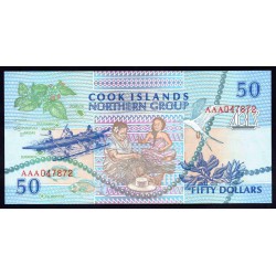Острова Кука 50 долларов ND (1992 г.) (COOK ISLANDS 50 Dollars ND (1992)) P10a:Unc