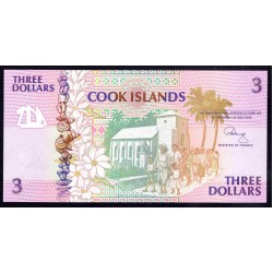 Острова Кука 3 доллара ND (1992 г.) (COOK ISLANDS 3 Dollars ND (1992)) P7a:Unc