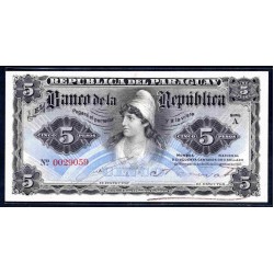 Парагвай 5 песо 1907 г. (PARAGUAY 5 Pesos 1907) P156:Unc