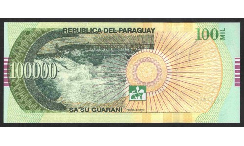 Парагвай 100000 гуарани 2017 г. (PARAGUAY 100000 Guaraníes 2017) P 240c: UNC