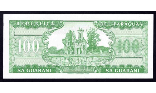 Парагвай 100 гуарани L. 25.03.1952 (1982 г.) (PARAGUAY 100 Guaraníes L. 25.03.1952 (1982)) P205:Unc