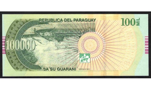 Парагвай 100000 гуарани 2015 г. (PARAGUAY 100000 Guaraníes 2015) P 240b: UNC