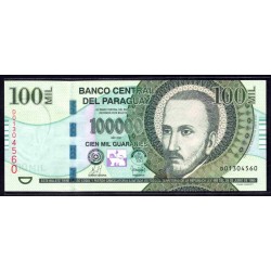 Парагвай 100000 гуарани 2007 г. (PARAGUAY 100000 Guaraníes 2007) P233а:Unc