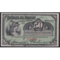 Парагвай 50 центавоc 28.01.1916 года (PARAGUAY 50 Centavos Fuertes Caja de Conversión  Date L. 28.01.1916) P 137a(1): XF/aUNC