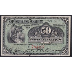 Парагвай 50 центавоc 28.01.1916 года (PARAGUAY 50 Centavos Fuertes Caja de Conversión  Date L. 28.01.1916) P 137a(1): XF/aUNC
