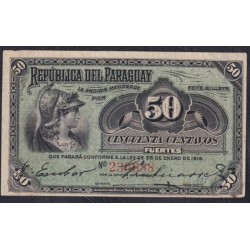 Парагвай 50 центавоc 28.01.1916 года, РЕДКОСТЬ (PARAGUAY 50 Centavos Fuertes Caja de Conversión  Date L. 28.01.1916, RARE) P 137a(2): VF/XF