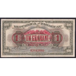 Парагвай 1 гуарани 1920(1943) года (PARAGUAY 1 Guaraní 1920(1943) P 173a: VF