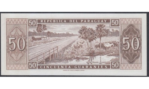 Парагвай 50 гуарани L. 25.03.1952 (1963 г.) (PARAGUAY 50 Guaraníes L. 25.03.1952 (1963)) P 197а: UNC
