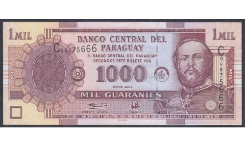 Парагвай 1000 гуарани 2004 г. (PARAGUAY 1000 Guaraníes 2004) P 222a: UNC