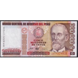 Перу 5 миллионов интис 1990 г. (PERU 5.000.000 Intis 1990) P 149: UNC