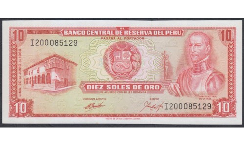 Перу 10 солей 1969 г. (PERU 10 Soles de Oro 1969) P 100a: UNC