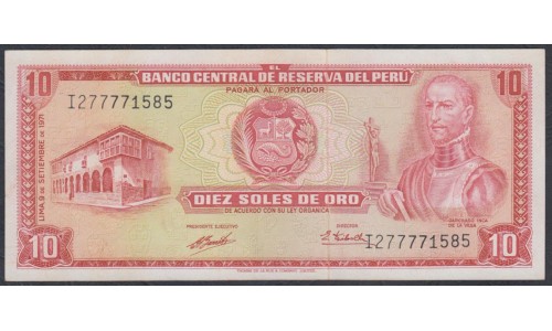 Перу 10 солей 1971 г. (PERU 10 Soles de Oro 1971) P 100b: UNC