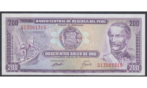 Перу 200 солей 1973 г. (PERU 200 Soles de Oro 1973) P 103b: UNC