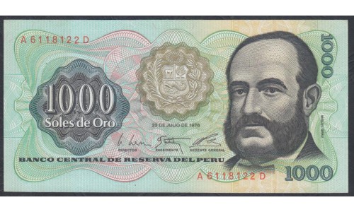Перу 1000 солей 1976 г. (PERU 1000 Soles de Oro 1976) P 116: aUNC