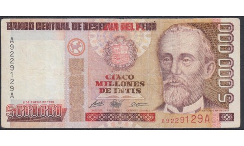 Перу 5 миллионов интис 1990 г. (PERU 5.000.000 Intis 1990) P 149: VF