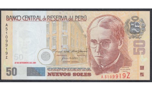 Перу 50 солей 2001 г. (PERU 50 Nuevos Soles 2001) P 177: UNC