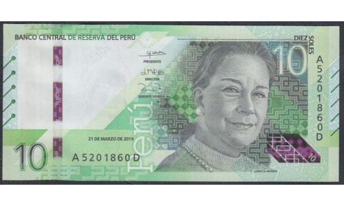 Перу 10 солей 2019 г. (PERU 10 Nuevos Soles 2019) P W196: UNC