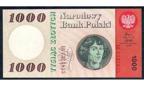 Польша 1000 злотых 1965 г. (POLAND 1000 Złotych 1965) P 141а: UNC