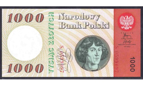 Польша 1000 злотых 1965 года, литера S (POLAND 1000 Złotych 1965) P 141а: UNC