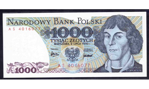 Польша 1000 злотых 1975 г. (POLAND 1000 Złotych 1975) P 146а: UNC