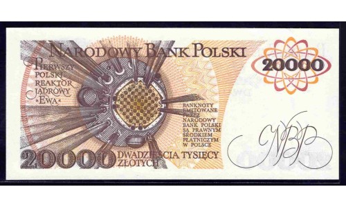 Польша 20000 злотых 1989 г. (POLAND 20000 Złotych 1989) P 152: UNC