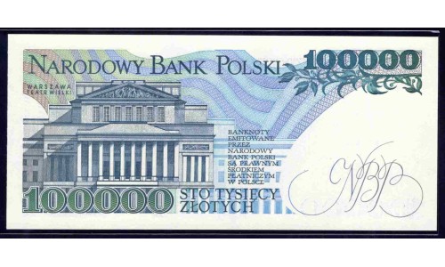 Польша 100000 злотых 1990 г. (POLAND 100000 Złotych 1990) P 154: UNC