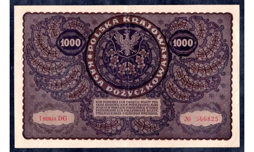 Польша 1000 марок 1919 г. (POLAND 1000 Marek Polskich 1919) P 29: XF
