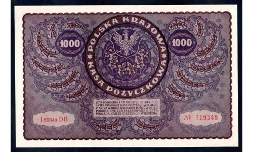 Польша 1000 марок 1919 г. (POLAND 1000 Marek Polskich 1919) P 29: UNC