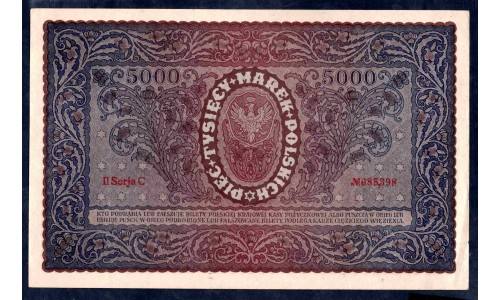 Польша 5000 марок 1920 года (POLAND 5000 Marek Polskich 1920) Р 31: VF/XF