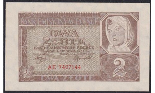 Польша 2 злотых 1941 года (POLAND 2 Złote 1941) Р 100: UNC