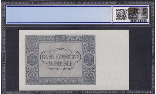 Польша 5 злотых 1941 года (POLAND 5 Złotych 1941) Р 101: PCGS 65 Gem UNC
