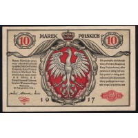 Польша 20 марок 1917 года, РАРИТЕТ!!! (Poland 10 Marek 1917, RARE) P 12: UNC-/UNC