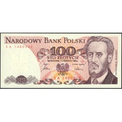 Польша 100 злотых 1986 (POLAND 100 Złotych 1986) P 143d : UNC