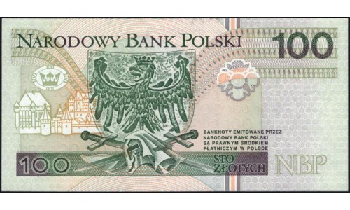 Польша 100 злотых 1994 года, серия AS (POLAND 100 Złotych 1994) Р 176 : UNC