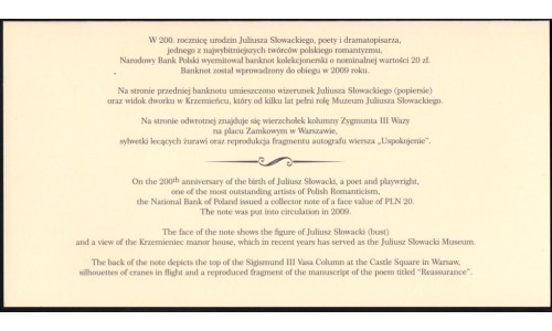 Польша 20 злотых 2009 года, Юбилейные в Буклете (POLAND 20 Złotych 2009) P 180 : UNC