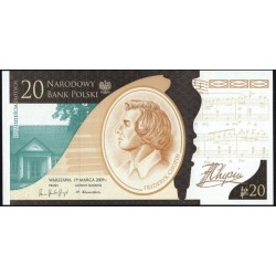 Польша 20 злотых 2009 года, Юбилейные в Буклете, 200 лет с рождения Шопена  (POLAND 20 Złotych 2009) P 181 : UNC