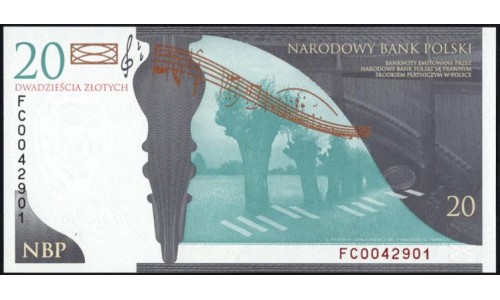 Польша 20 злотых 2009 года, Юбилейные в Буклете, 200 лет с рождения Шопена  (POLAND 20 Złotych 2009) P 181 : UNC