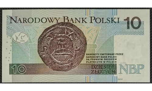 Польша 10 злотых 2016  (POLAND 10 Złotych 2016) P 183b : UNC