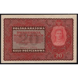 Польша 20 марок 1919 года (POLAND 20 Marek Polskie 1919) P 26: UNC