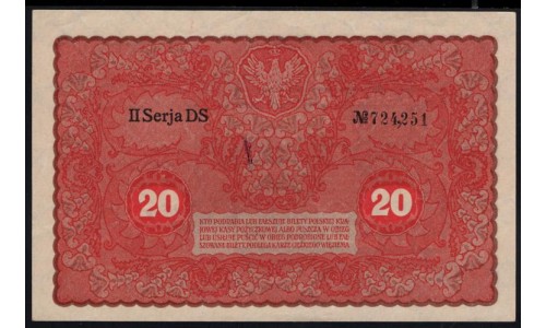 Польша 20 марок 1919 года (POLAND 20 Marek Polskie 1919) P 26: UNC