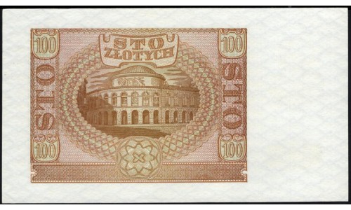 Польша 100 злотых 1940 года (POLAND 100 Złotych 1940) Р 97: UNC