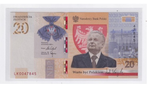 Польша 20 злотых 2021 года, Качинский (POLAND 20 Złotych 2021) P NEW: Unc - Buklet