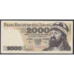 Польша 2000 злотых 1982 г. (POLAND 2000 Złotych 1982) P 147c: UNC