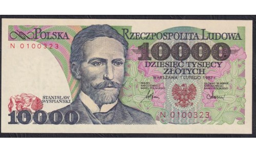 Польша 10000 злотых 1987 г. (POLAND 10000 Złotych 1987) P 151а: UNC