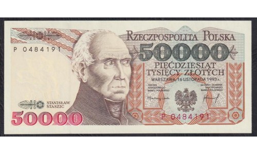 Польша 50000 злотых 1993 г. (POLAND 50000 Złotych 1993) P159а:Unc