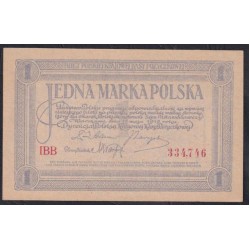 Польша 1 марка 1919 года (POLAND 1 Marka Polska 1919) P 19:  UNC