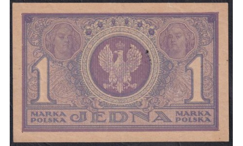 Польша 1 марка 1919 года, IAM105,708 (POLAND 1 Marka Polska 1919) P 19:  UNC--