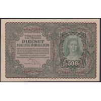 Польша 500 марок 1919 года, 734238 (POLAND 500 Marek Polskich 1919) Р 28: UNC